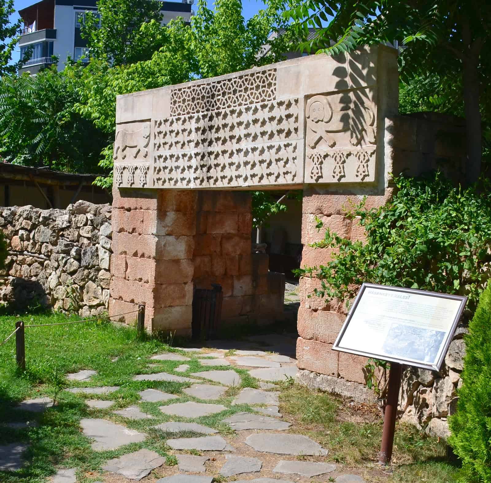 Replica gate to Hasankeyf Castle in the garden of the Batman Museum in Batman, Turkey