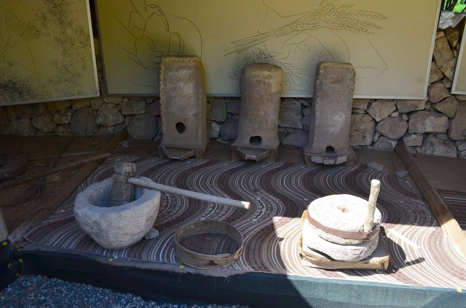 Wheat processing in the Hasankeyf section in the garden of the Batman Museum in Batman, Turkey