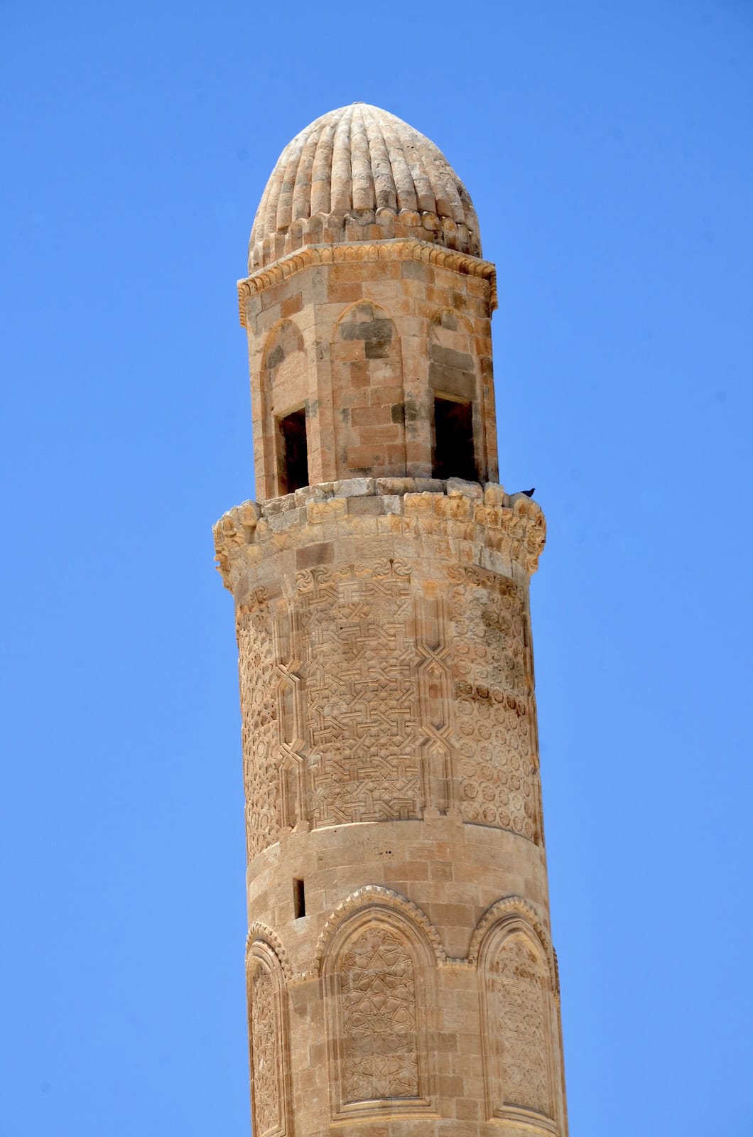 Minaret of the Er-rızk Mosque at the Hasankeyf Archaeological Park in Turkey