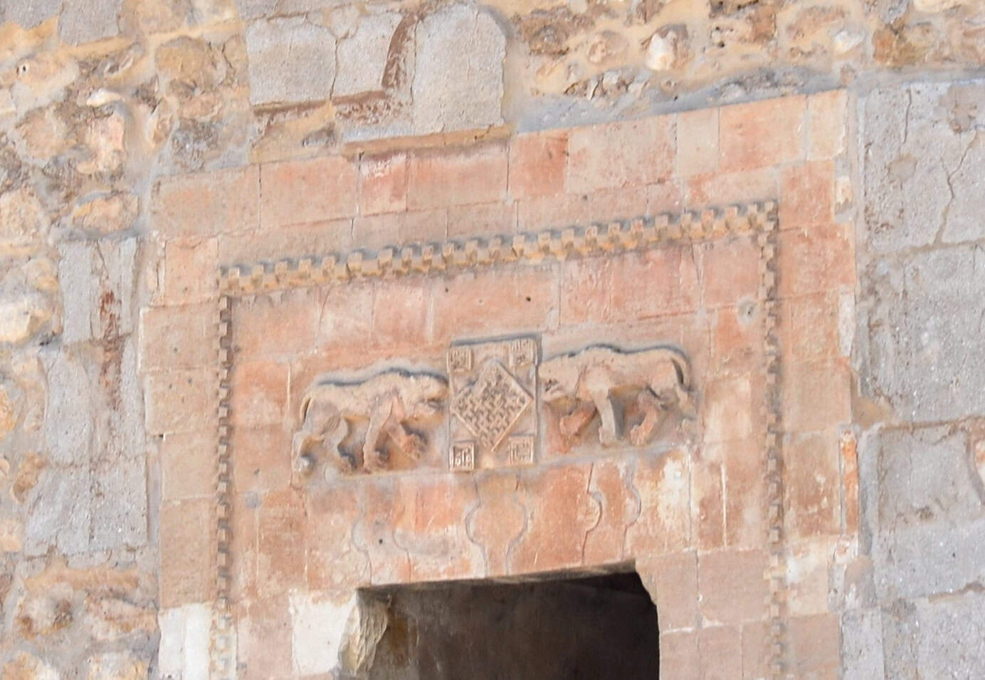 Lion relief on a building at Hasankeyf Citadel