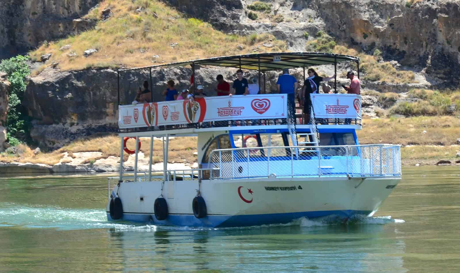 Cruising the Tigris River in Hasankeyf, Turkey