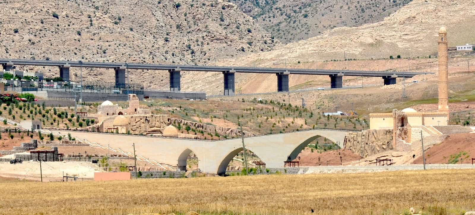 Replica Hasankeyf Bridge at the Hasankeyf Archaeological Park in Turkey