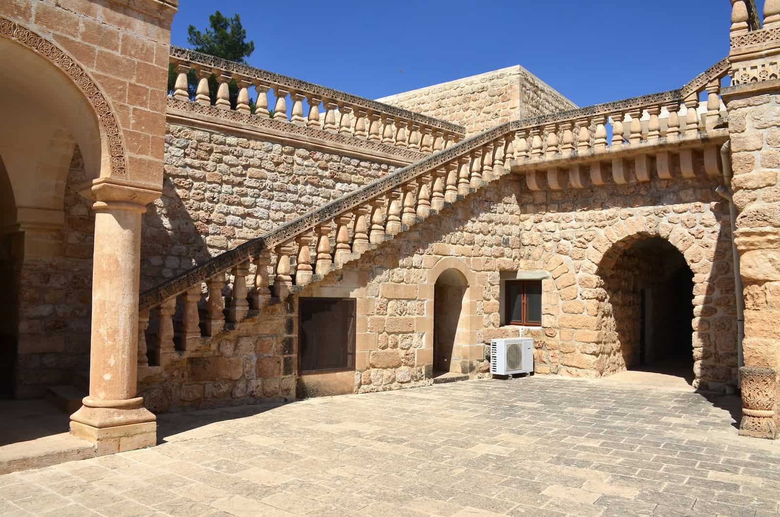 Stairs up to the terrace at the Monastery of the Virgin Mary in Anıtlı (Hah)