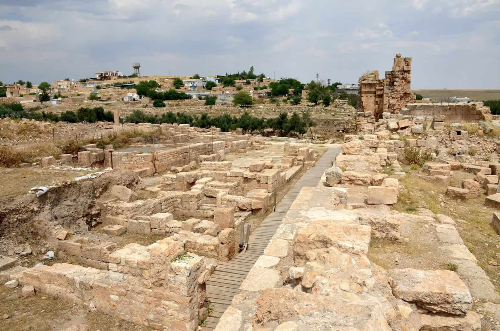 Looking towards the Agora from the city walls in Dara, Turkey