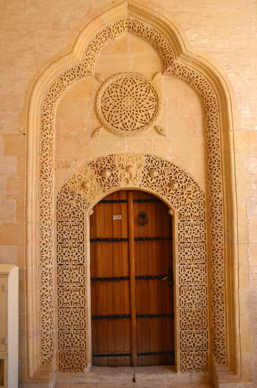 Stonework around a door at the Old Post Office