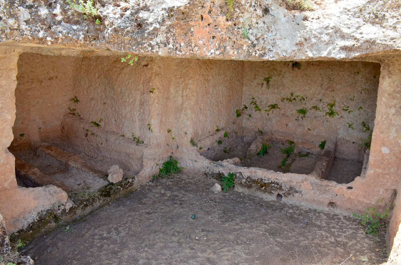 Rectangular niches in a rock-cut chamber tomb in the necropolis