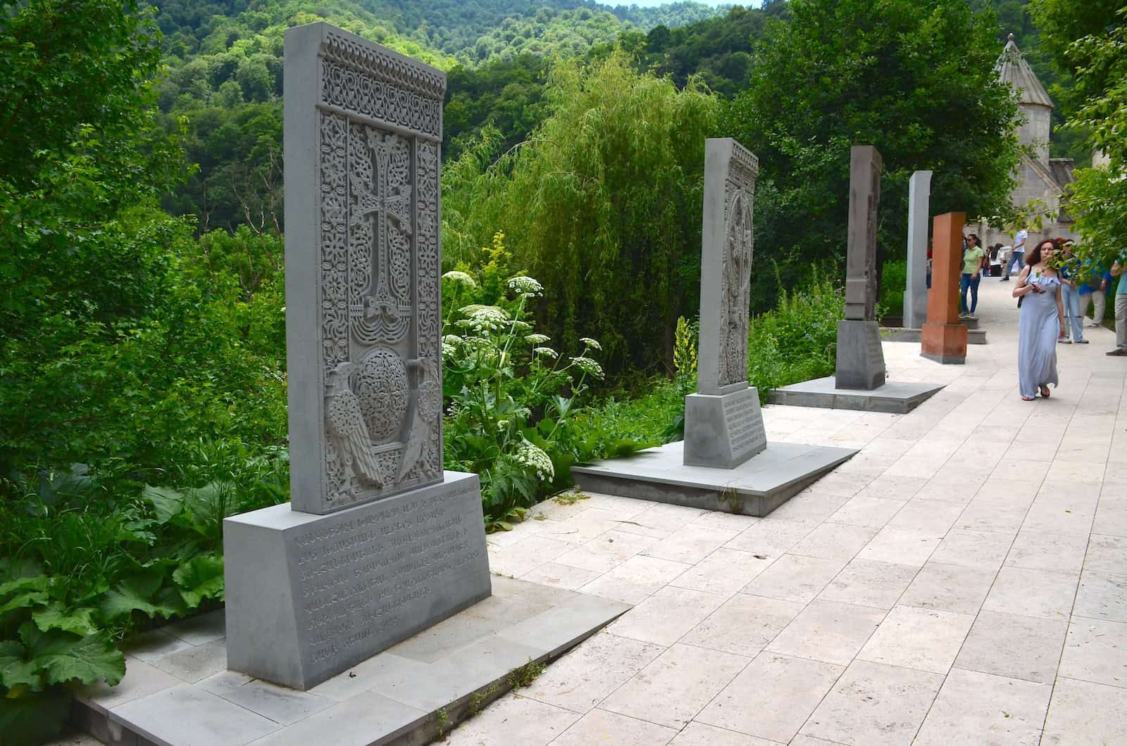 Path lined with khachkars at Haghartsin Monastery