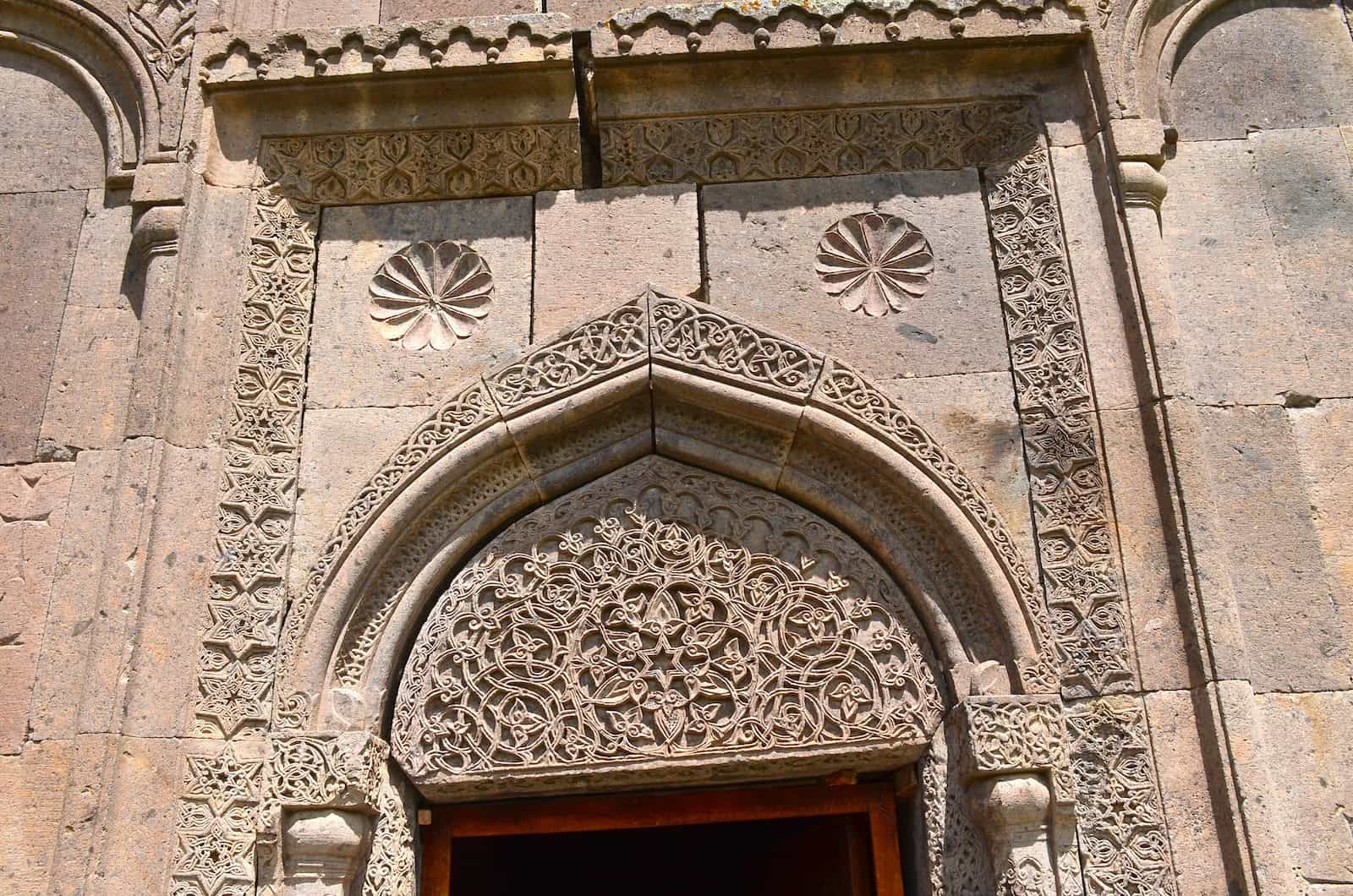 Carvings above the entrance to the Chapel of the Holy Mother of God at Goshavank