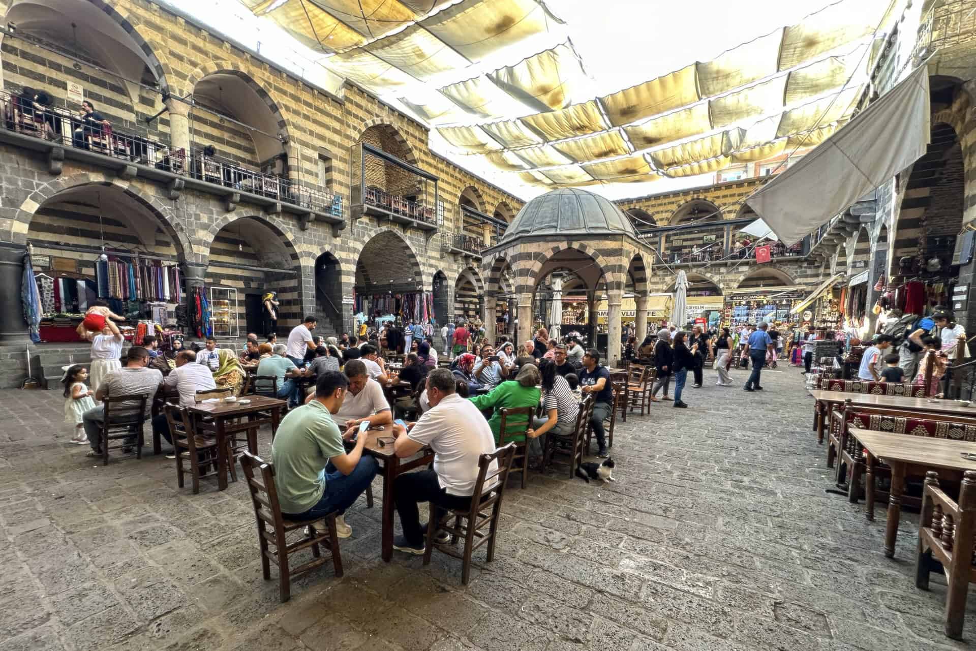 Courtyard of Hasan Pasha Han in Diyarbakır, Turkey