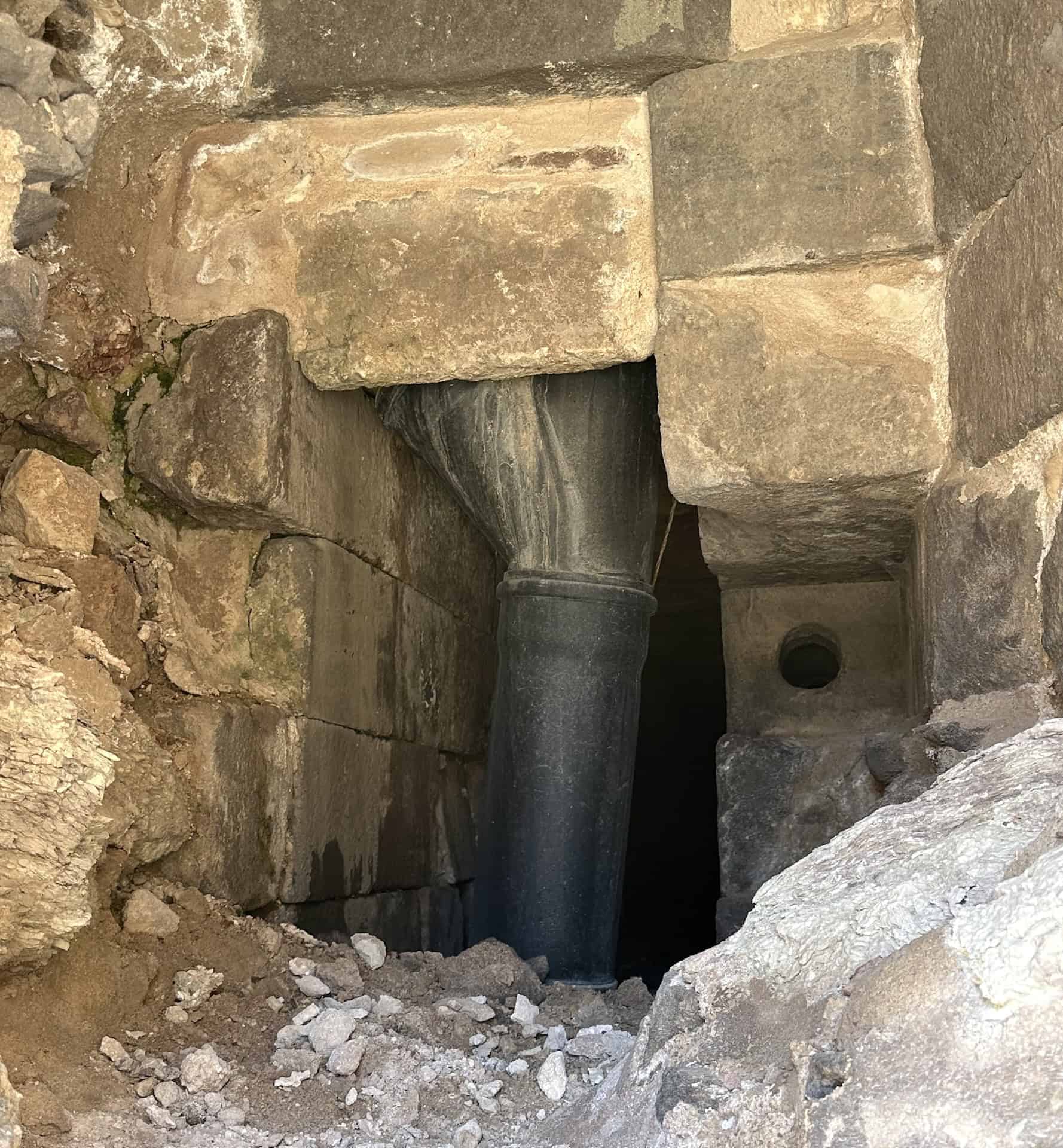 Pipe in the heating station in the 1st Courtyard of the Ishak Pasha Palace