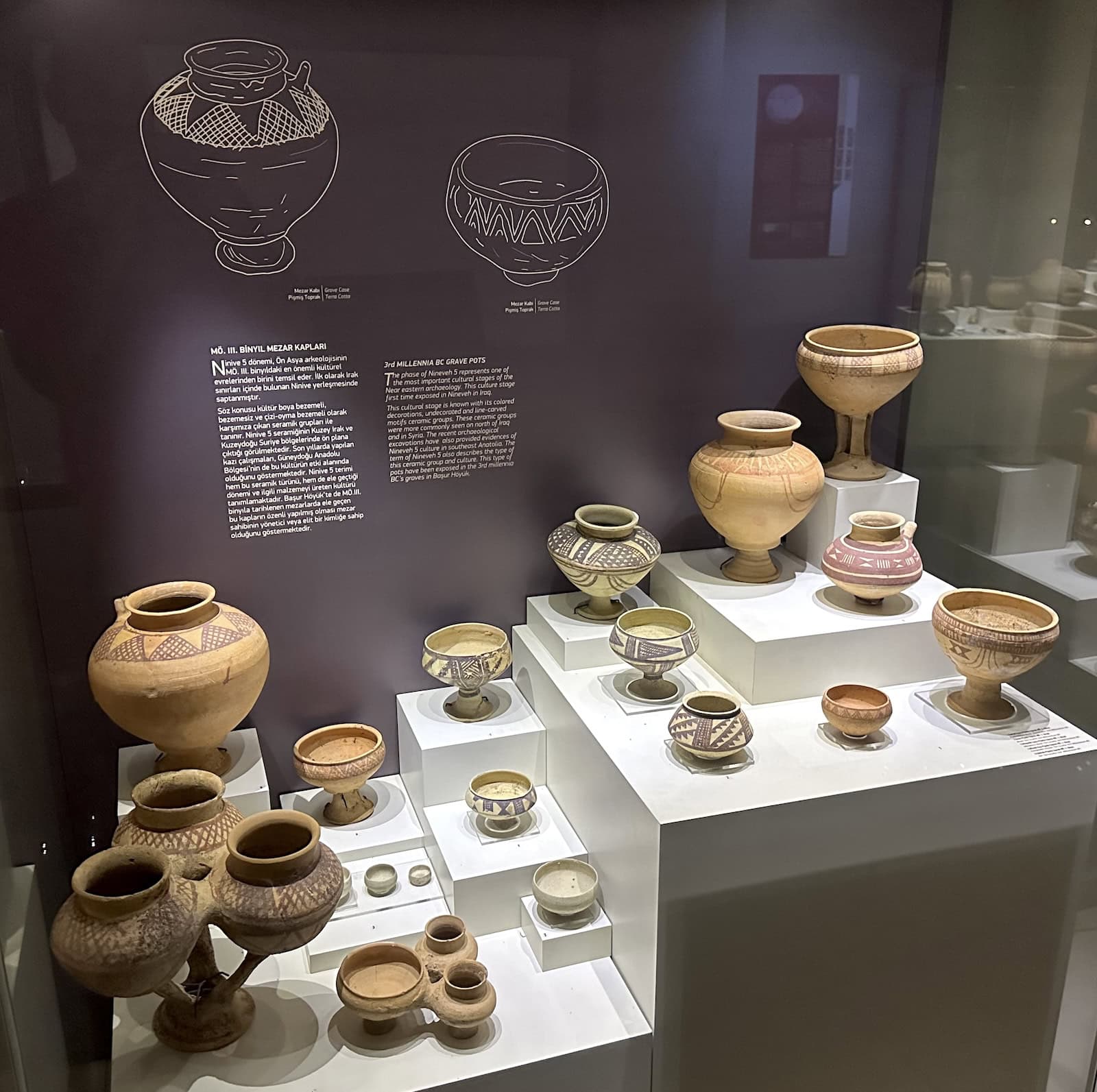 Grave pots, Başur Mound, 3rd millennium BC at the Batman Museum in Batman, Turkey