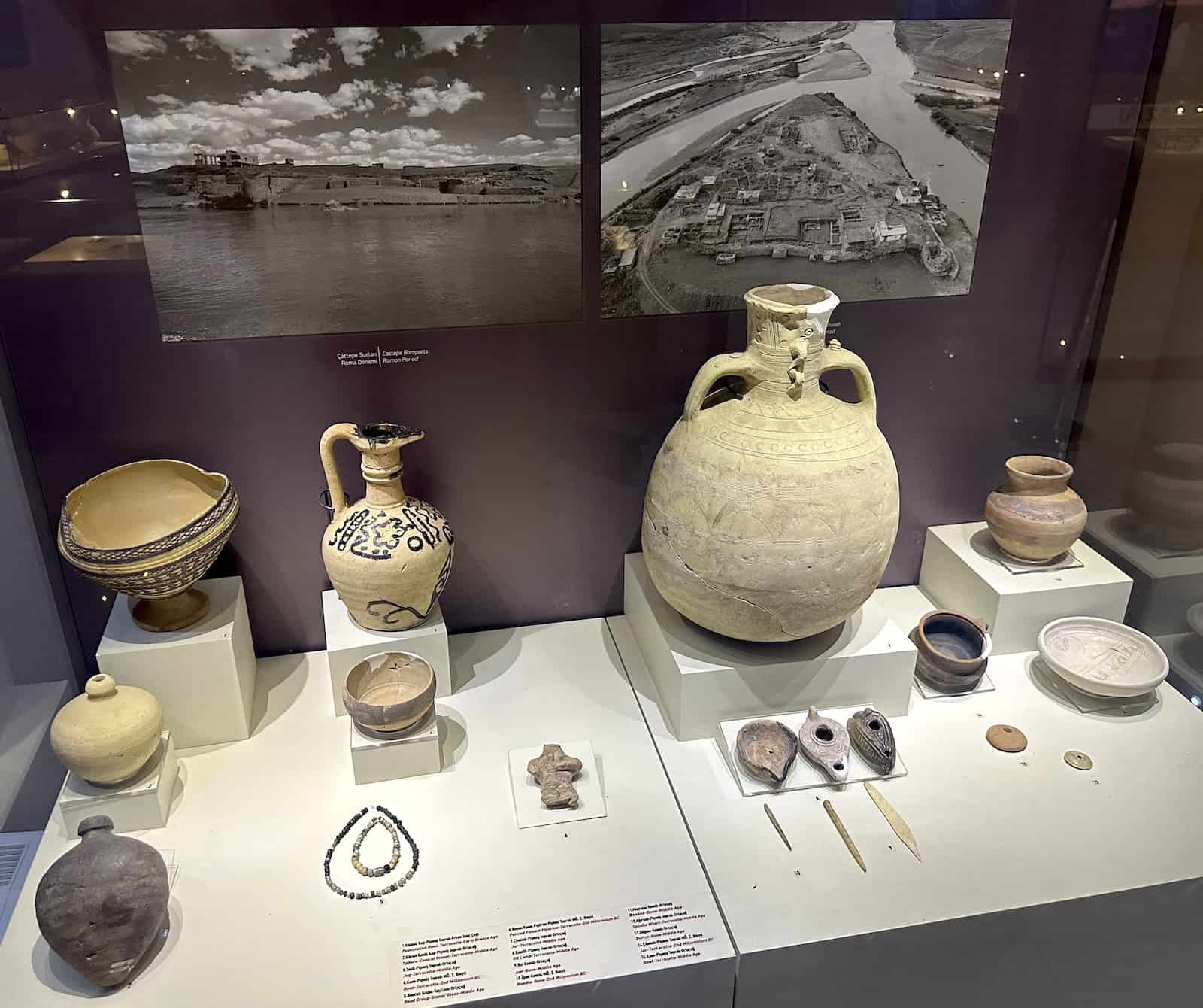 Finds from Çattepe in the Hasankeyf Hall at the Batman Museum in Batman, Turkey