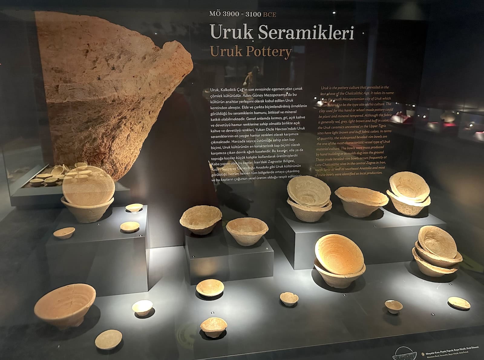 Uruk pottery at the Hasankeyf Museum in Turkey