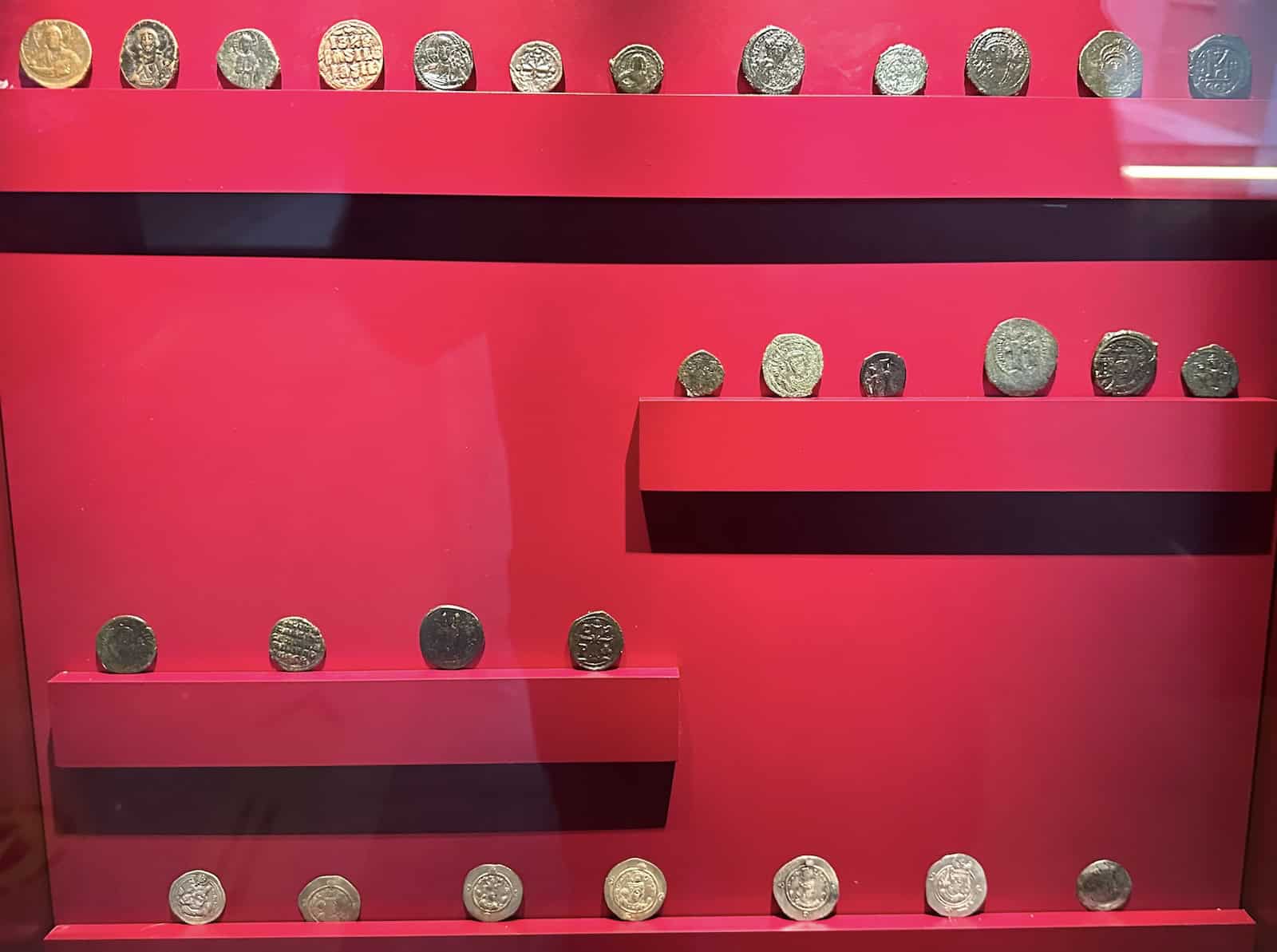 Byzantine coins at the Hasankeyf Museum in Turkey