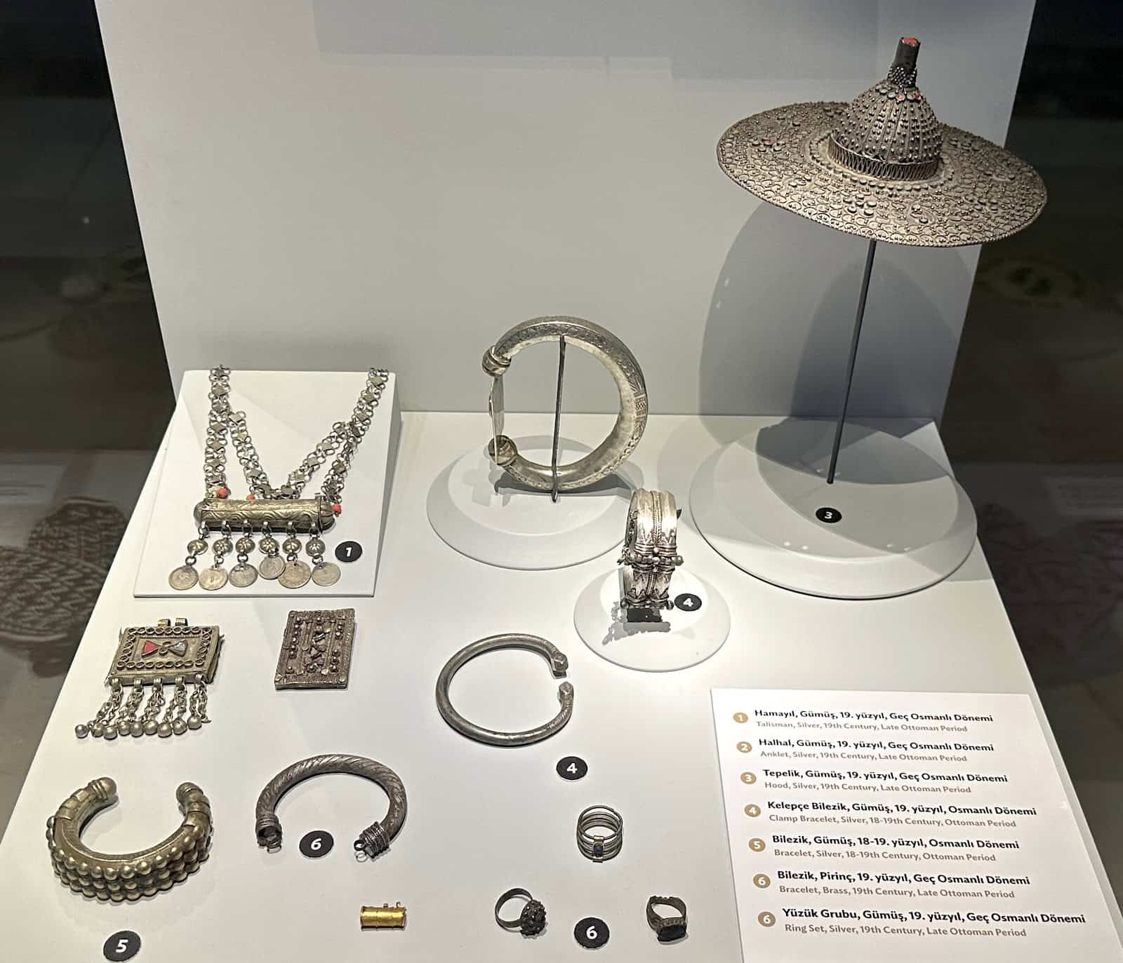 18-19th century silver jewelry and accessories at the Hasankeyf Museum in Turkey