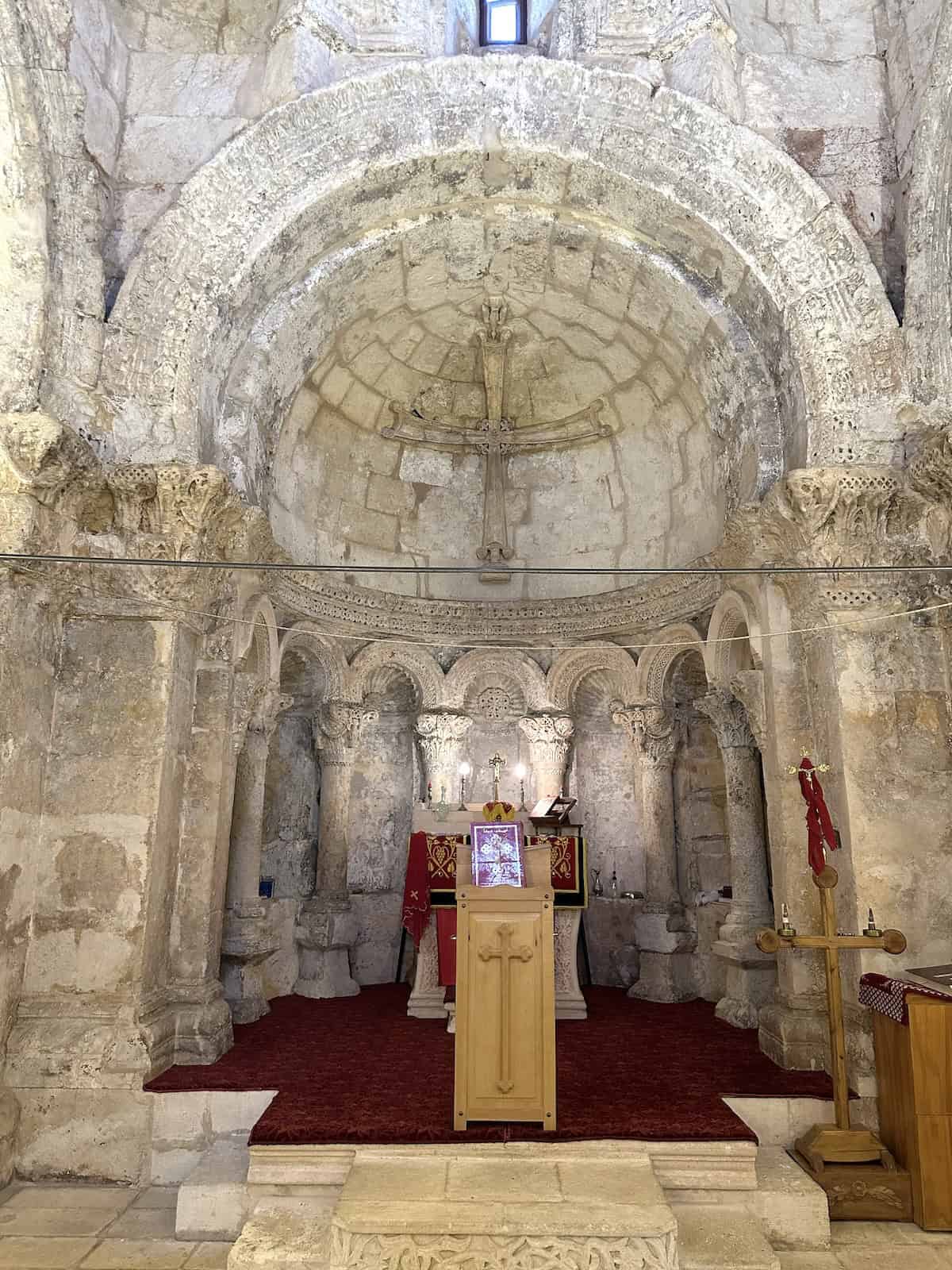 Apse of the church at the Monastery of the Virgin Mary in Anıtlı (Hah) in the Tur Abdin, Turkey