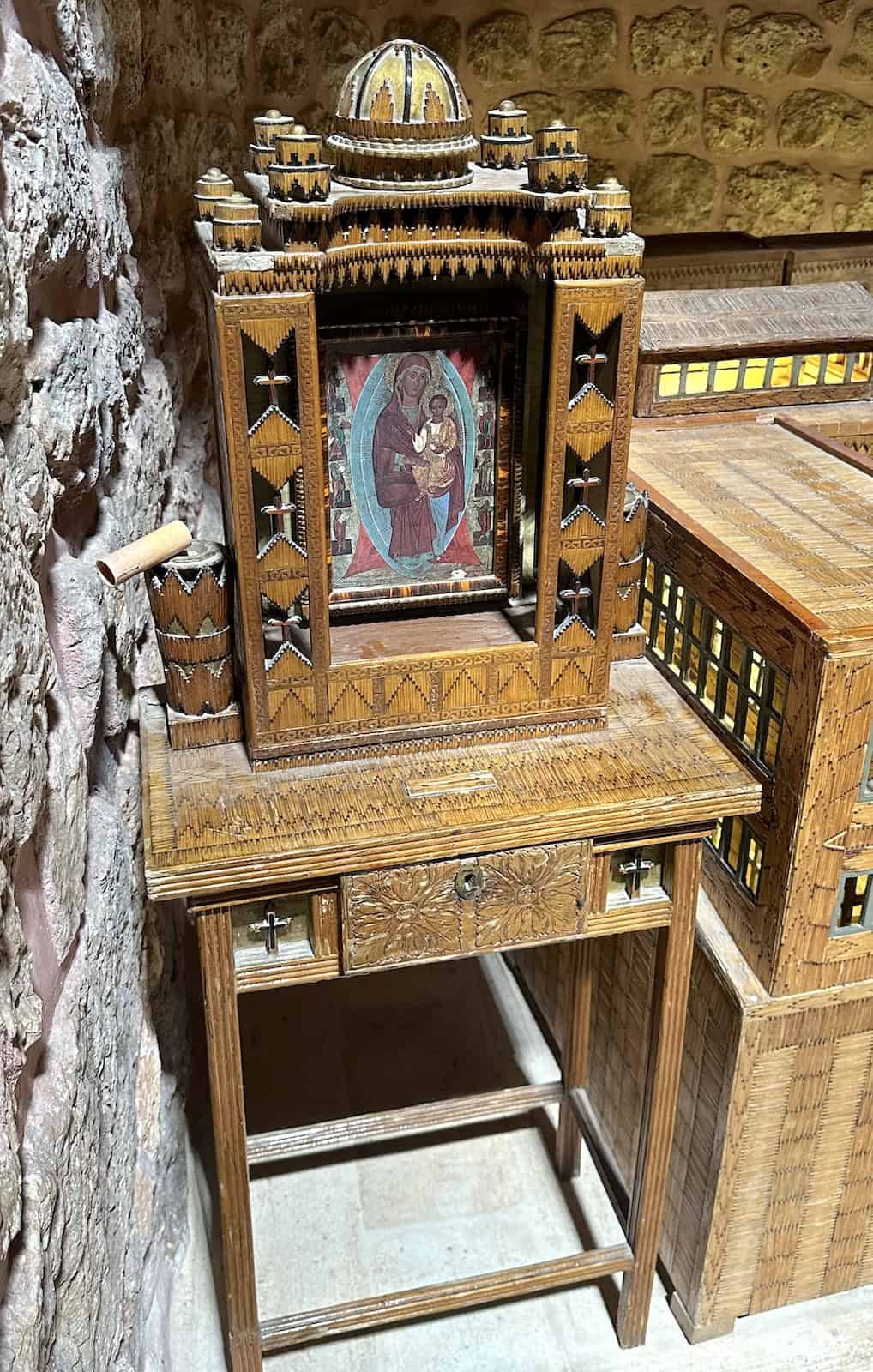 Donation box in the Dome of Theodora at the Mor Gabriel Monastery