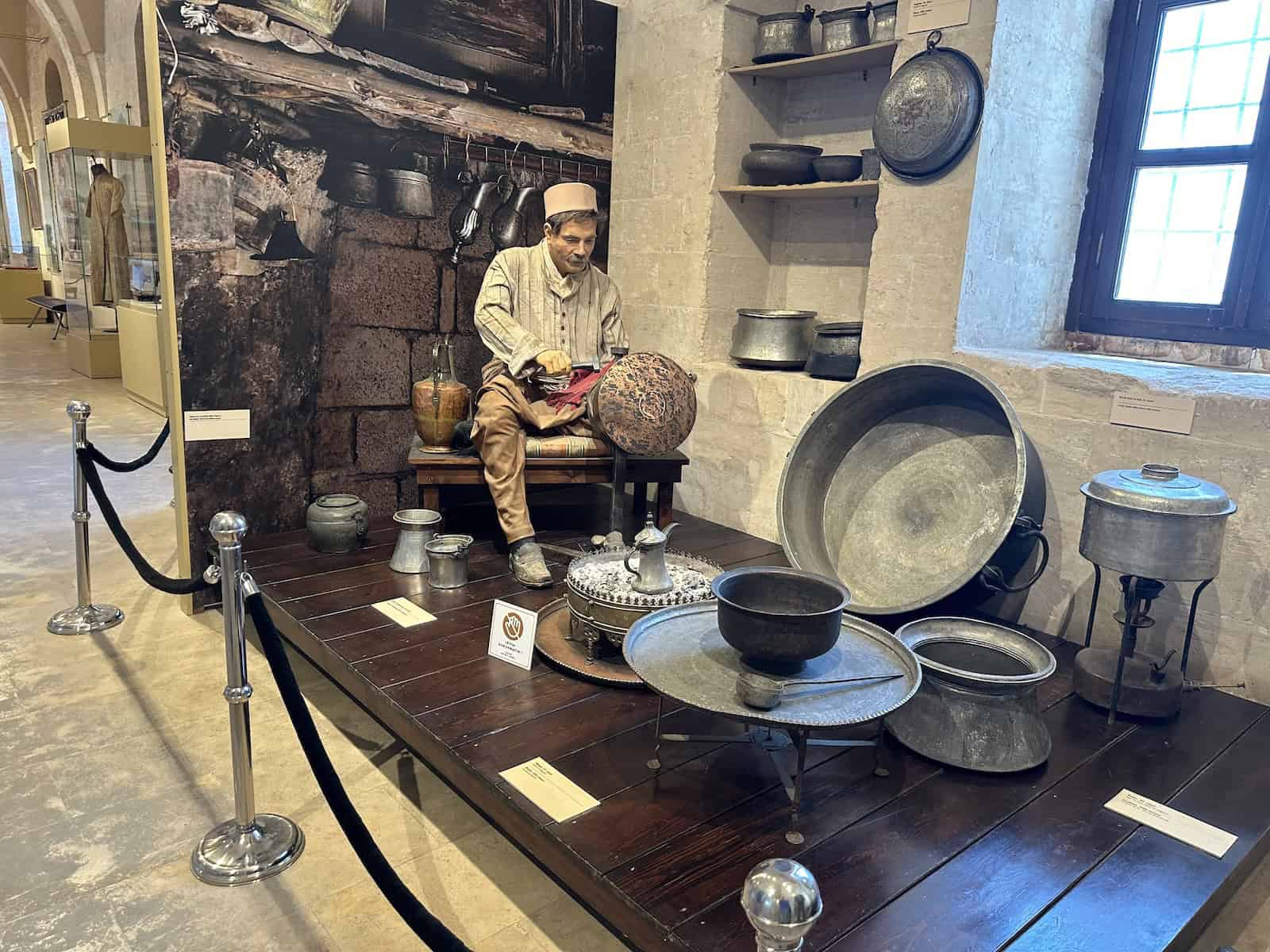 Coppersmith display at the Sakıp Sabancı Mardin City Museum in Mardin, Turkey