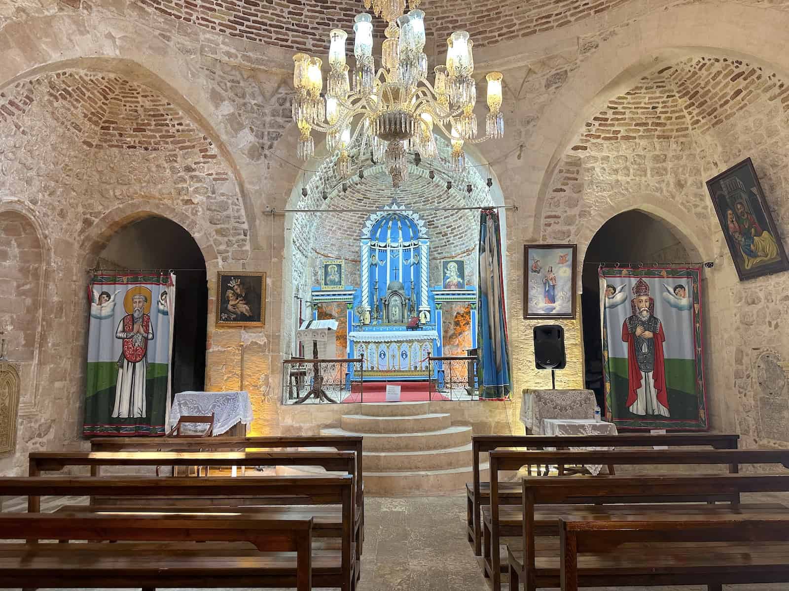 Nave of Mar Hırmız Chaldean Church in Mardin, Turkey