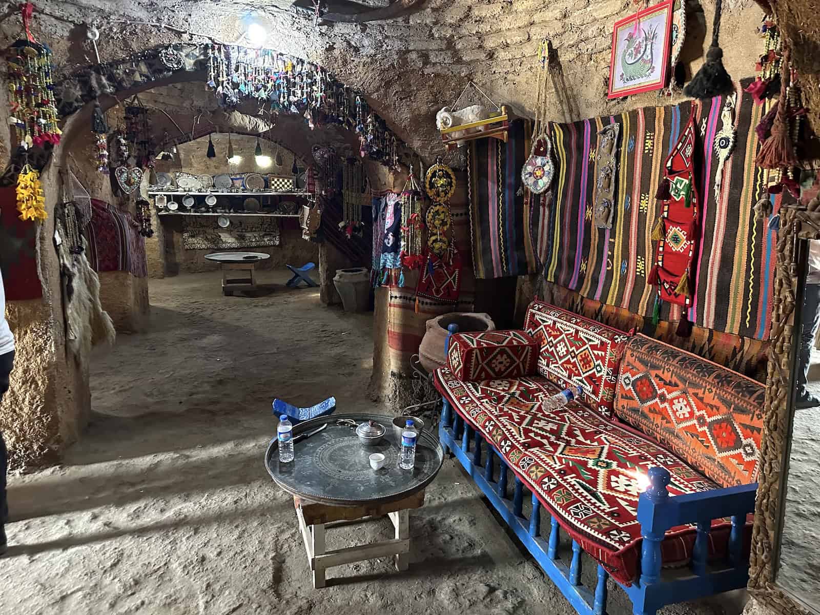 Inside a beehive house at Harran Culture House in Harran, Turkey