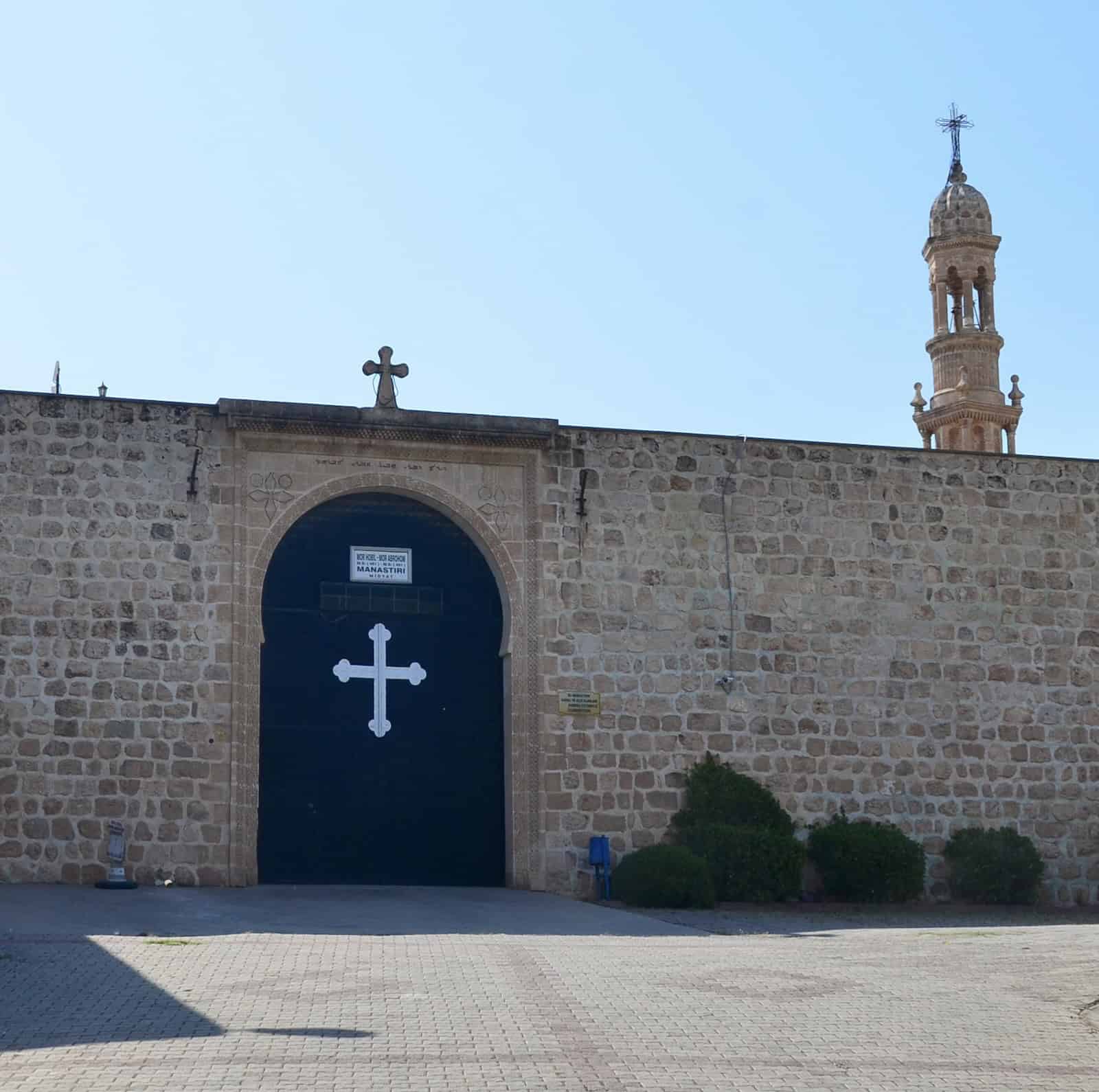 Inner entrance and one of the bell towers at Mor Hobil-Mor Abrohom Monastery